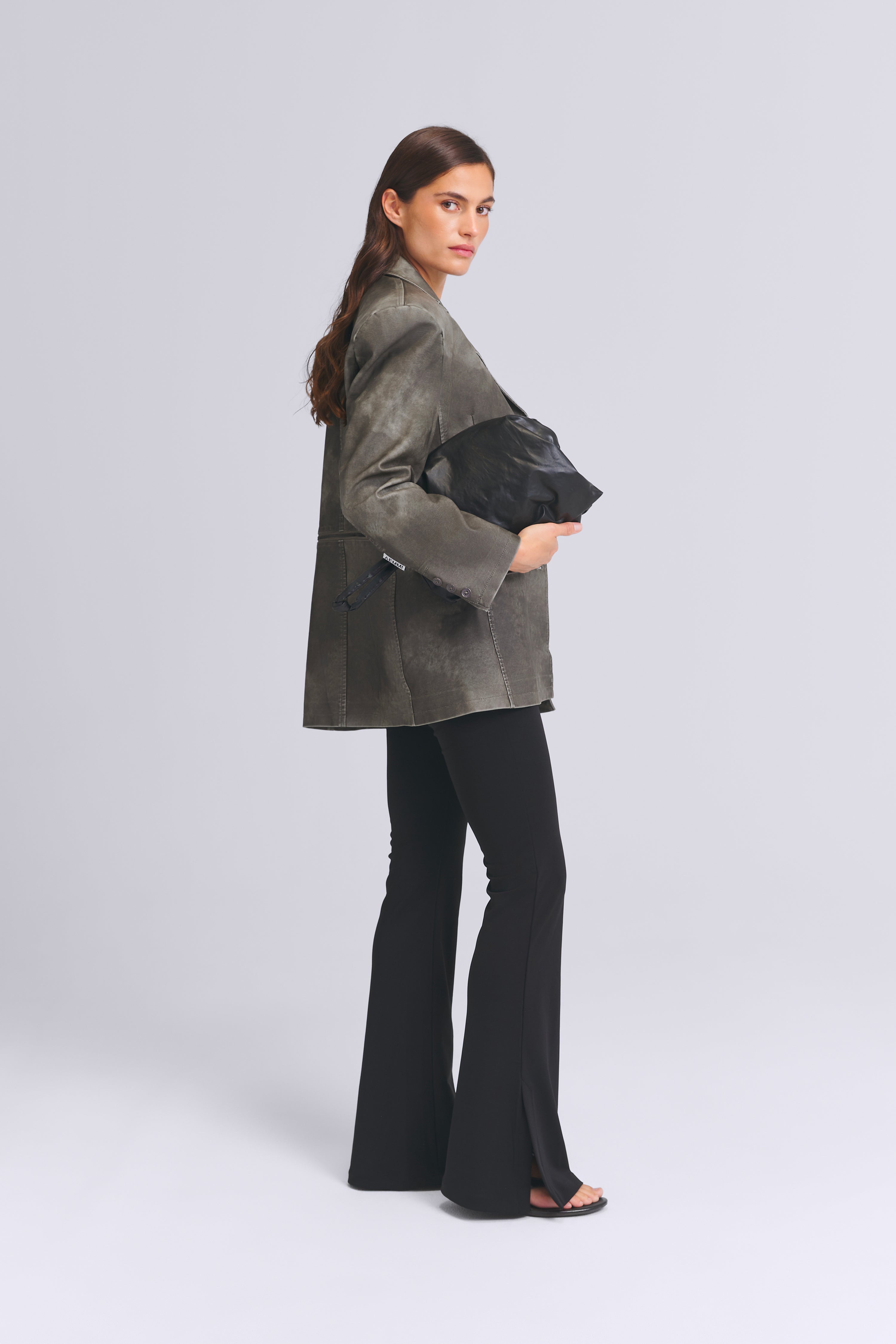 2-IN-1 KUNSTLEDER BLAZER MIT REIßVERSCHLUSS