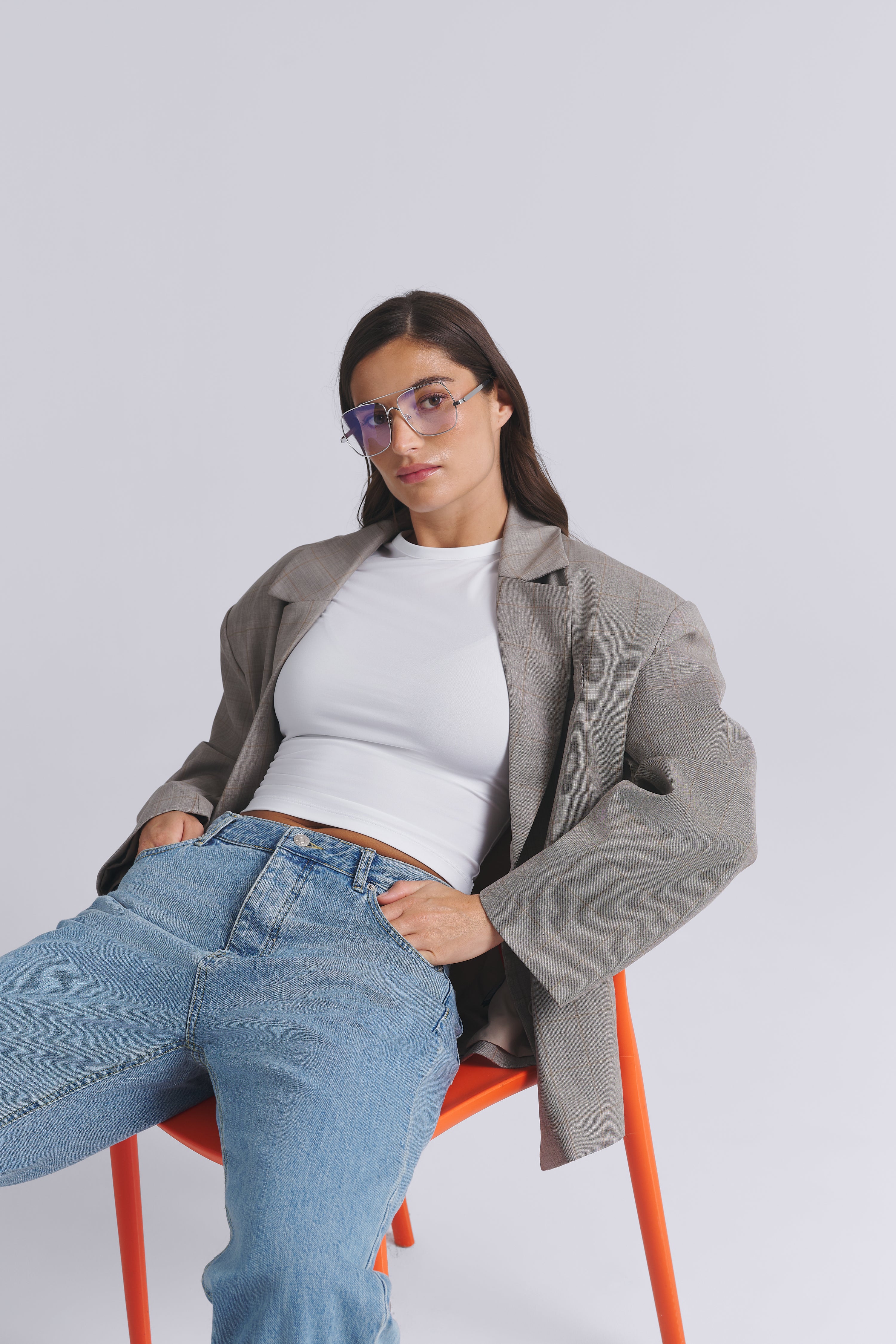 KARIERTER OVERSIZED BLAZER AUS WOLLMISCHUNG