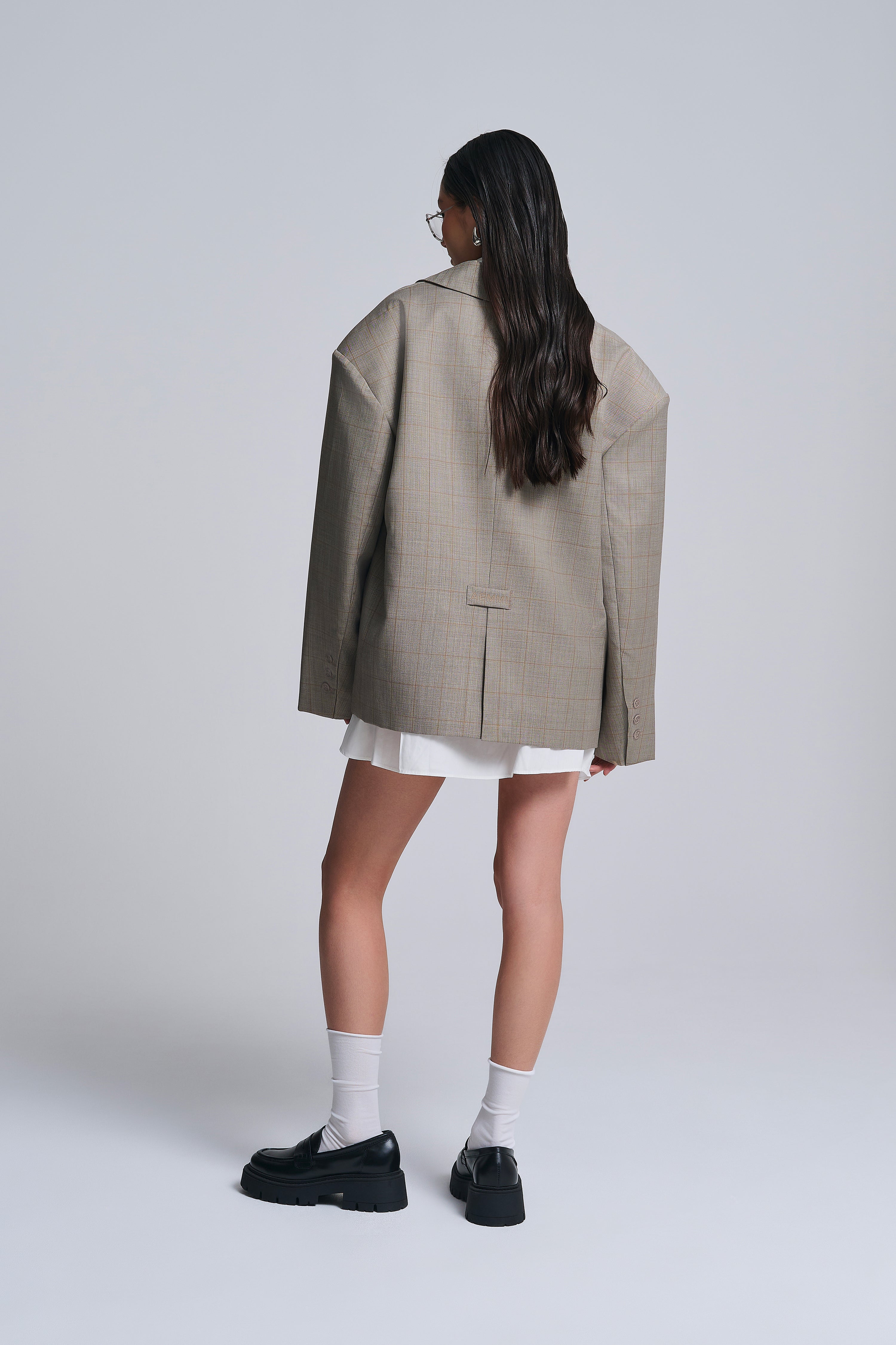 KARIERTER OVERSIZED BLAZER AUS WOLLMISCHUNG
