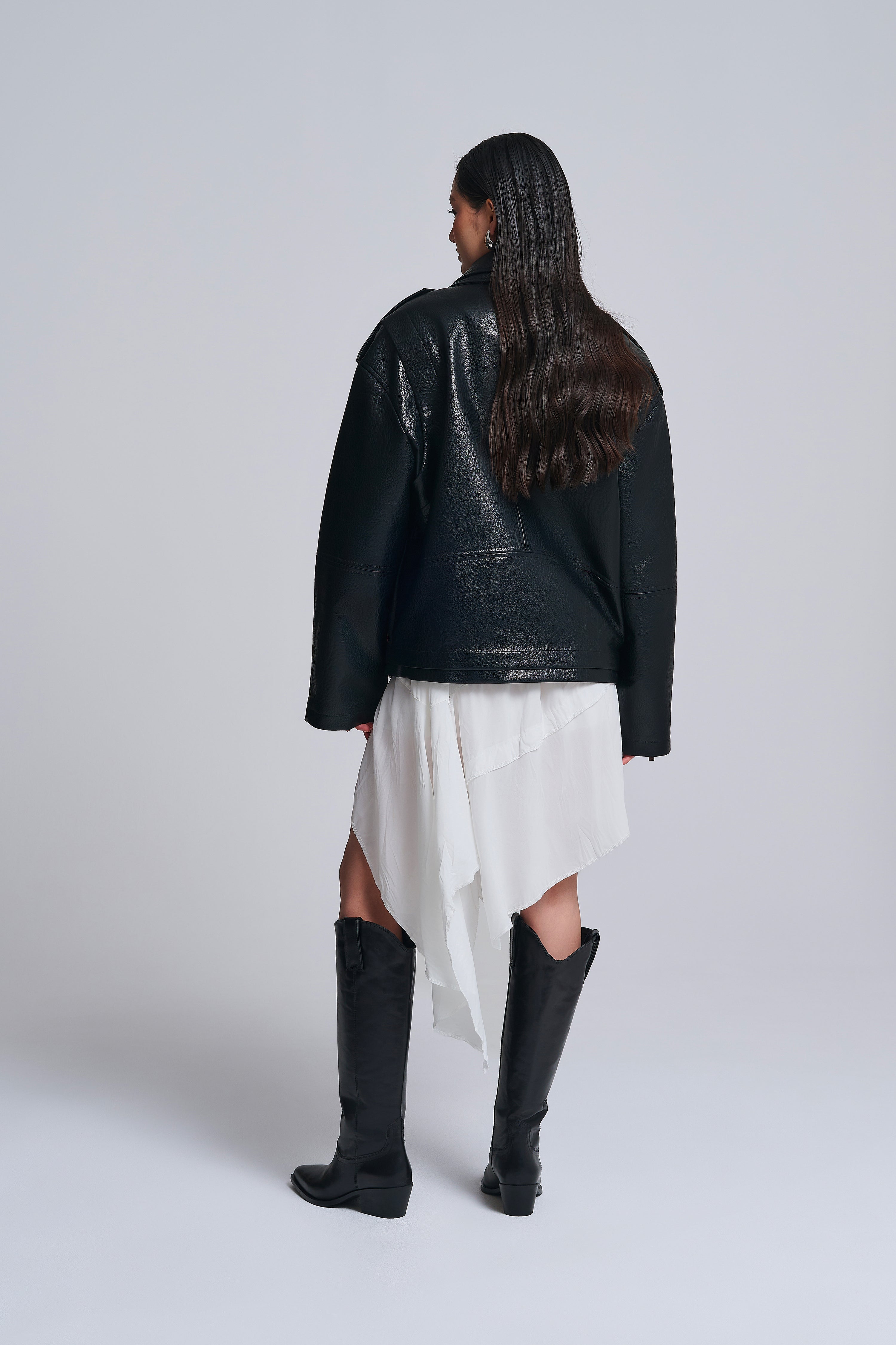 OVERSIZED-BIKERJACKE AUS KUNSTLEDER