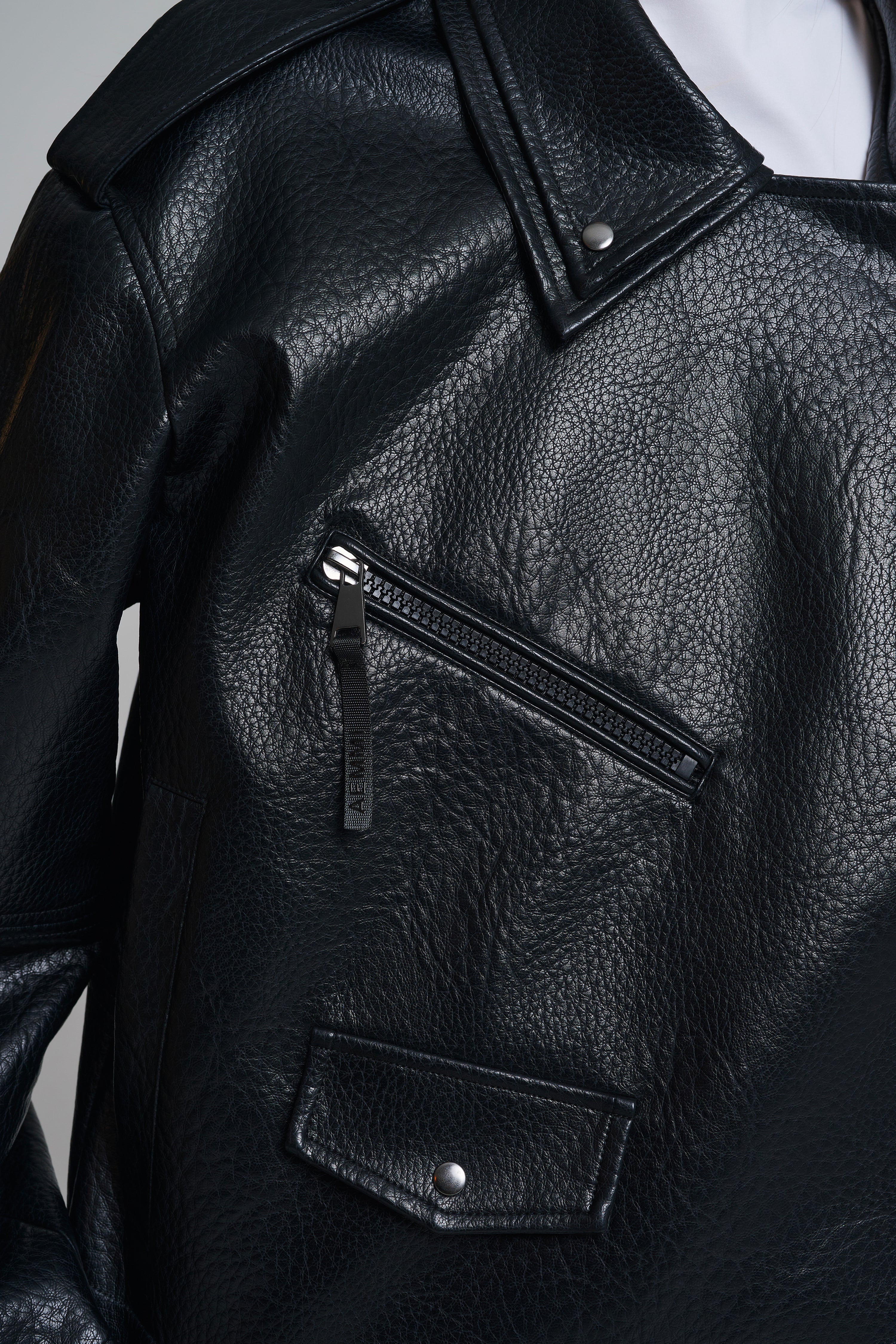 OVERSIZED-BIKERJACKE AUS KUNSTLEDER