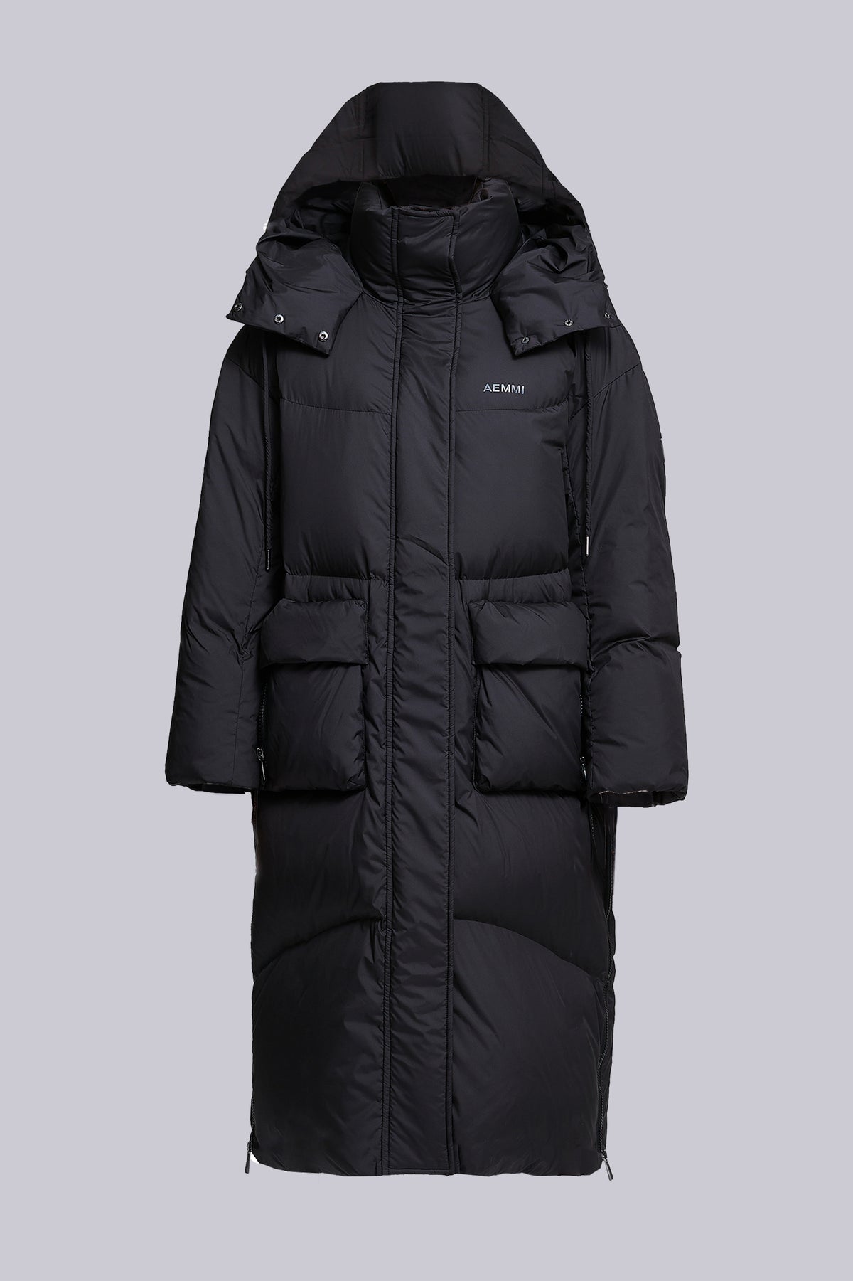 Long oversized recycled puffer coat for women by AEMMI